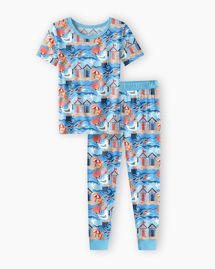 Little Beach Day Bamboo Two Piece Short Sleeve Pajama Set