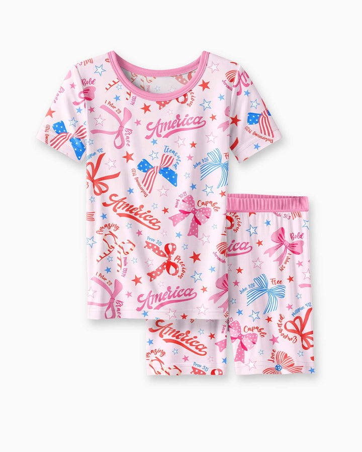 Conjunto de Pijama de Dos Piezas de Bambú con Mangas Cortas y Pantalones Cortos
