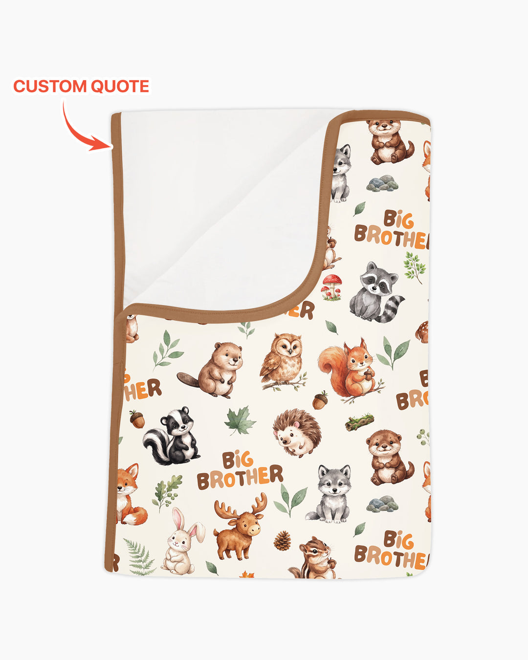 Custom Quote Woodland Animal Matching Sibling Bamboo Blanket