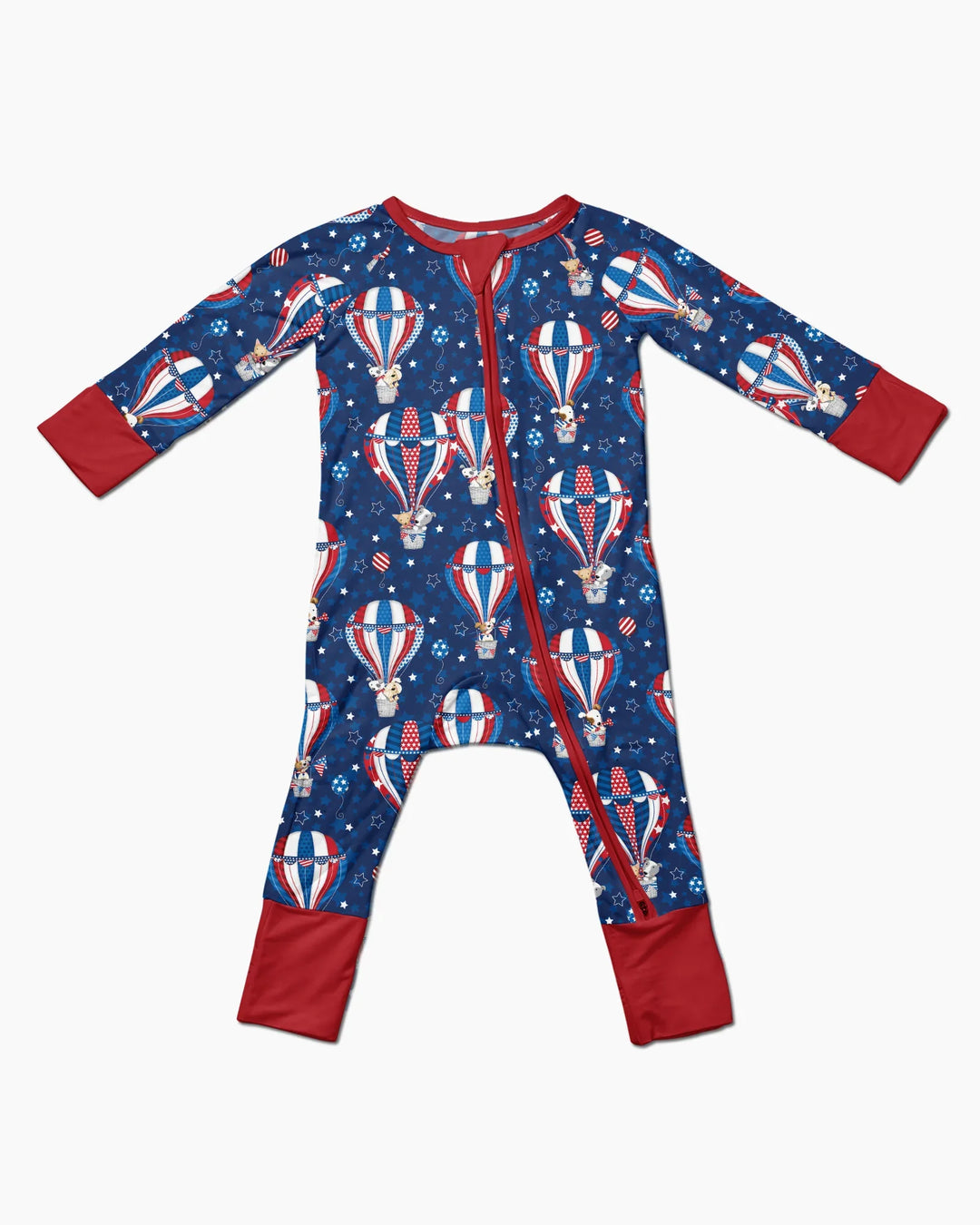 Patriotic Pups in Hot Air Balloons Family Matching Bamboo Convertible Zippy