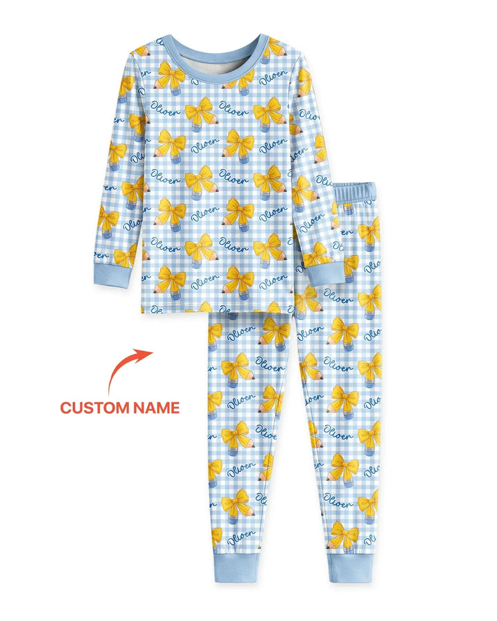 Coquette Back To School Bamboo Two Piece Long Sleeve Pajama Set