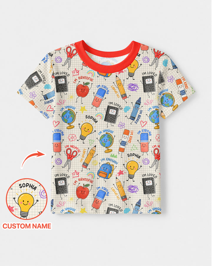 School Squad Custom Name Bamboo Crewneck T-Shirt