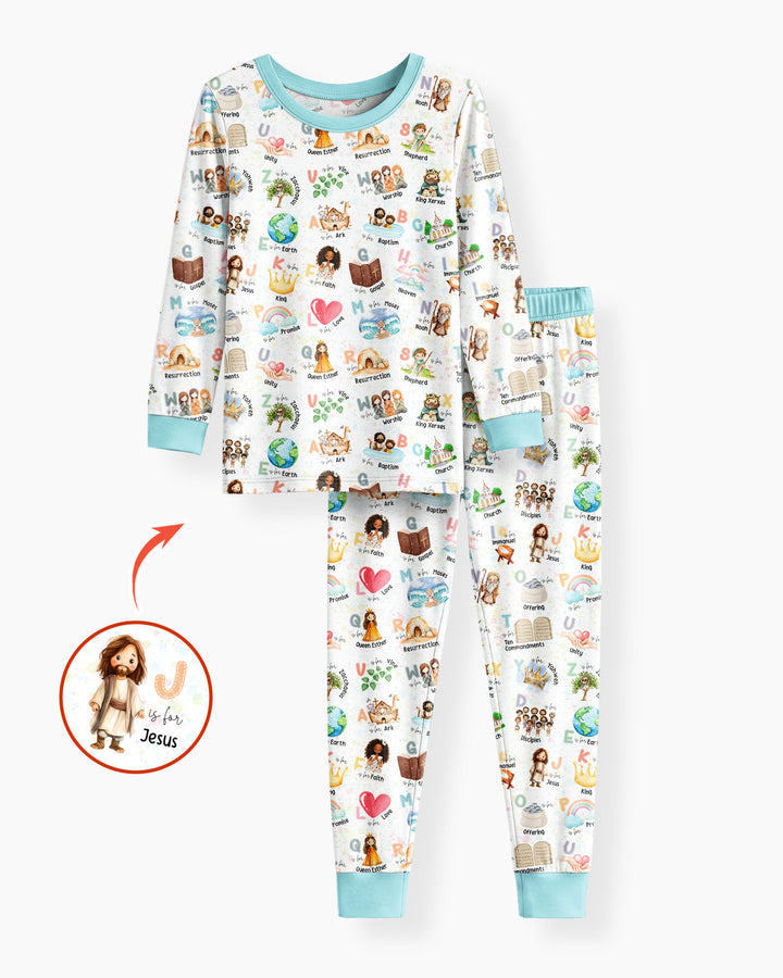 Bible ABC Alphabet Bamboo Two Piece Long Sleeve Pajama Set