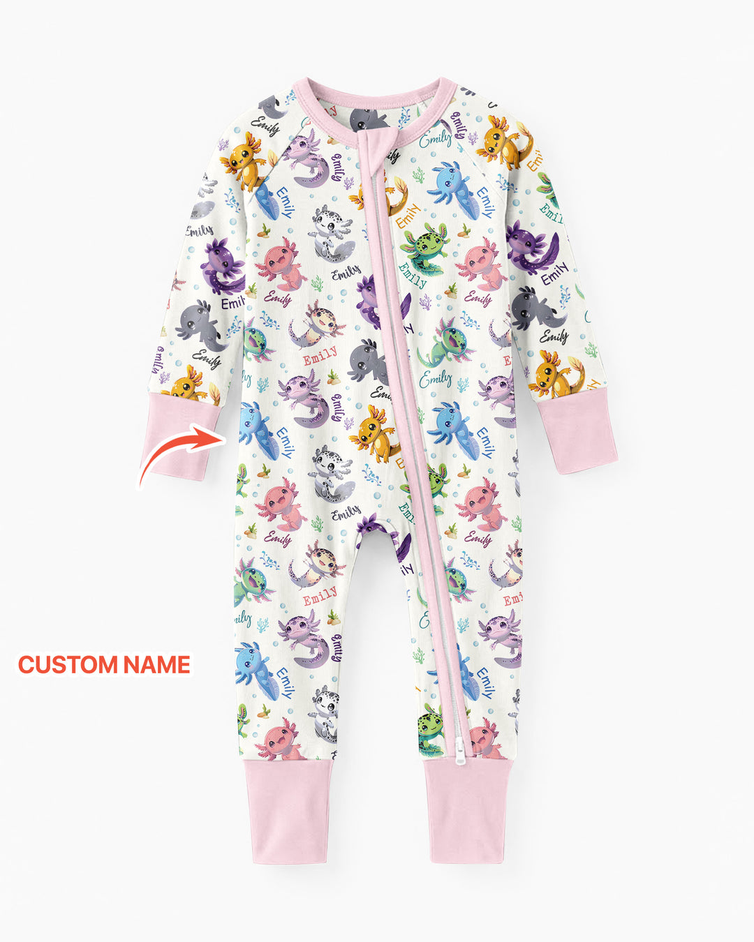 I Love You Axolotl Custom Name Bamboo Convertible Zippy