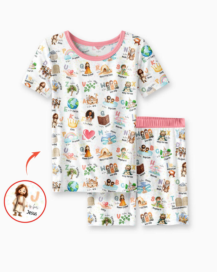 Template Zweiteiliges Pyjama-Set mit kurzen Ärmeln und Shorts