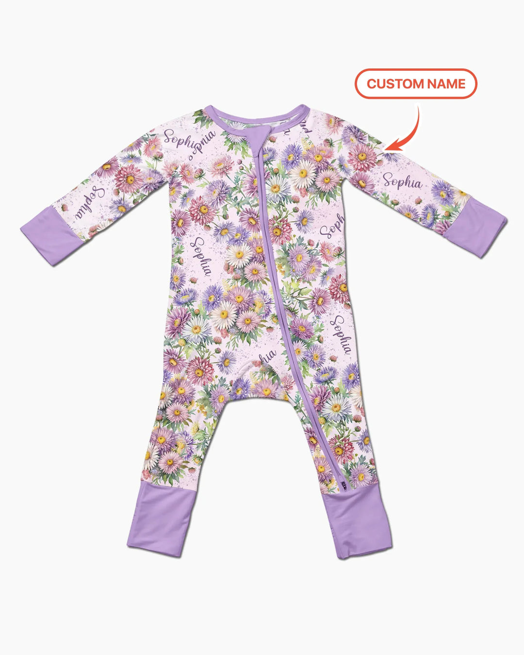 Bambú Convertible Zippy con Flores de Mes de Nacimiento y Nombre Personalizado