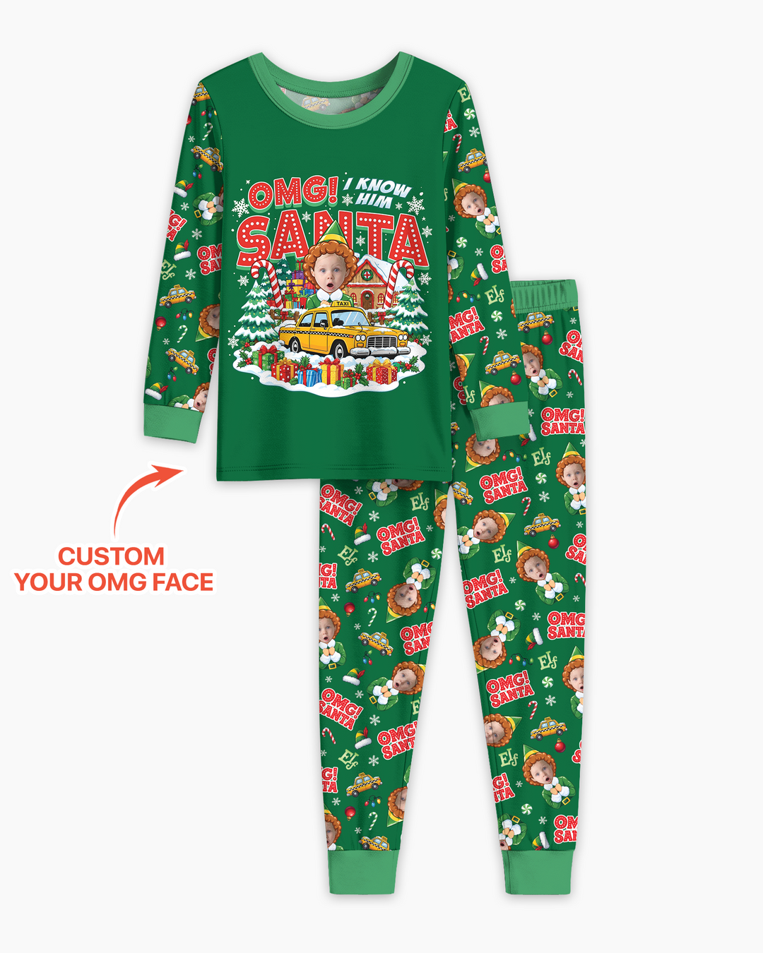 Custom Image OMG Santa Bamboo Two Piece Long Sleeve Pajama Set