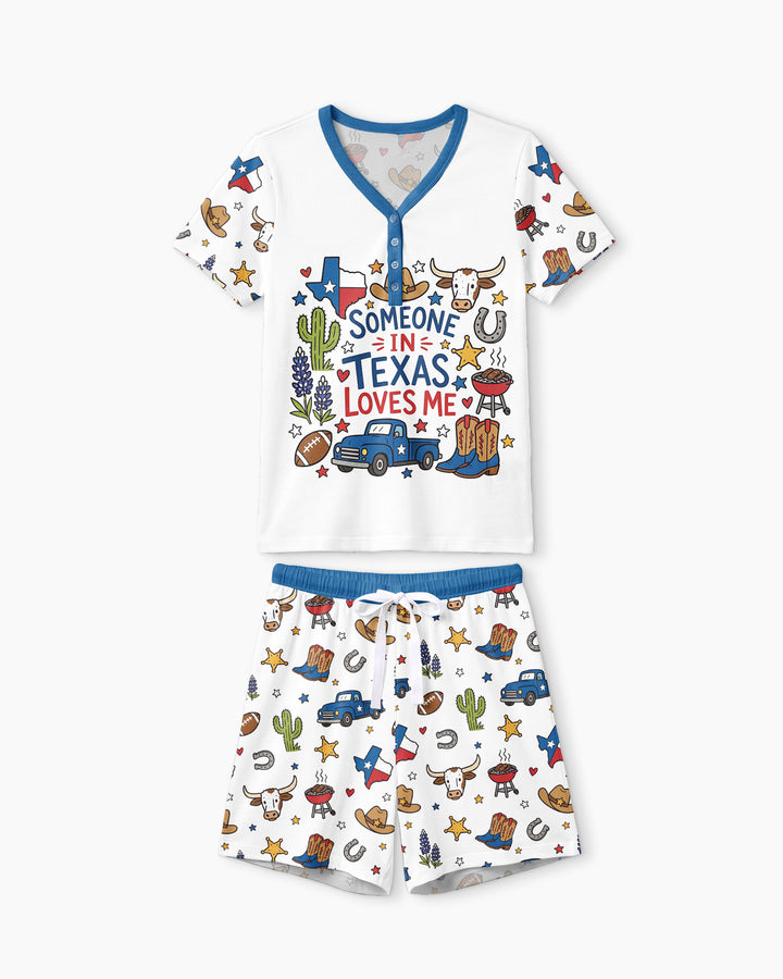 Someone in Texas Loves Me Bamboo Women Short Sleeve Short Pajama Set