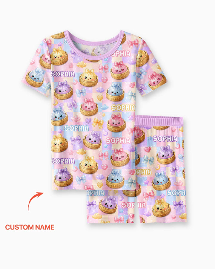 Conjunto de Pijama de Dos Piezas de Bambú con Mangas Cortas y Pantalones Cortos