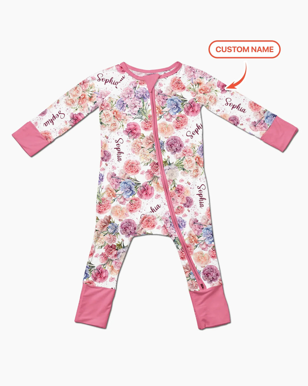 Bambú Convertible Zippy con Flores de Mes de Nacimiento y Nombre Personalizado