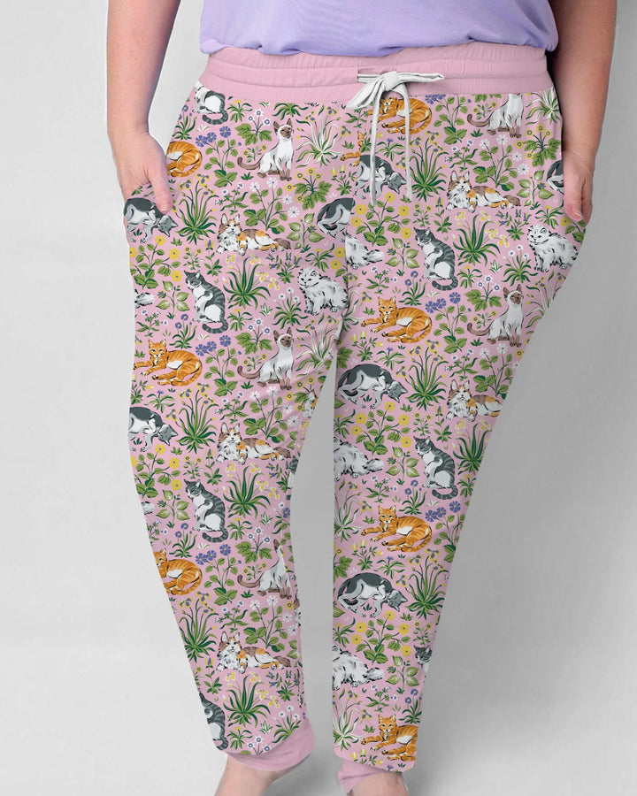 Conjunto de pijama de bambú a juego para mujer Kitten Garden