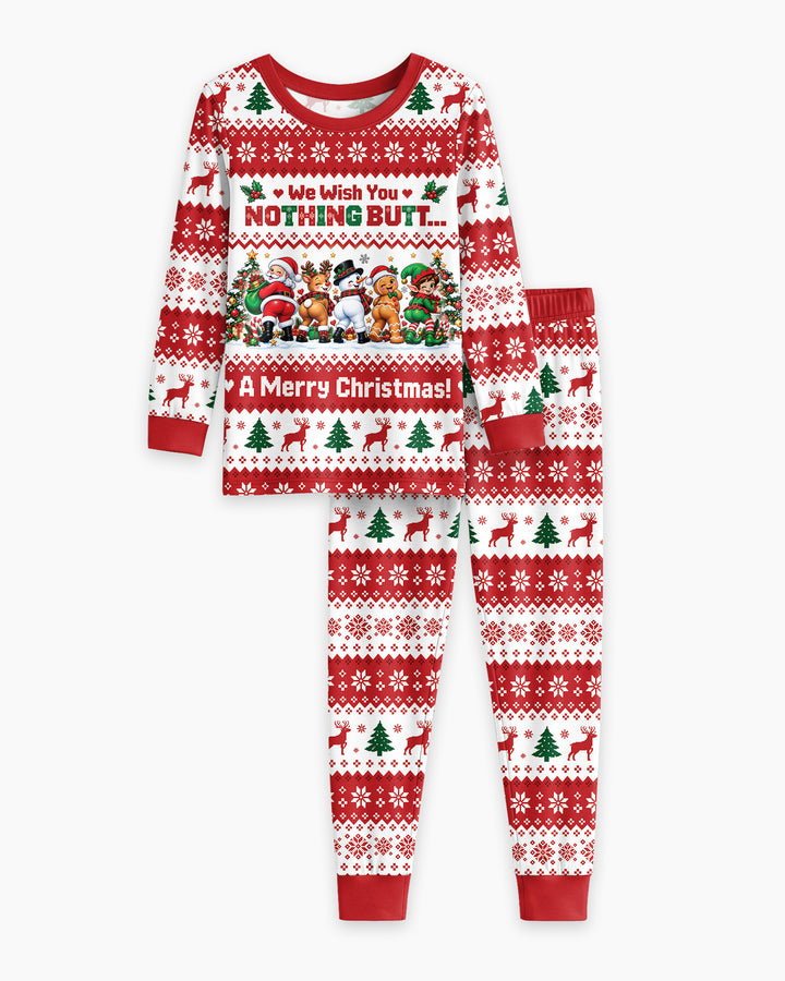 We Wish You Nothing Butt A Merry Christmas Bamboo Two Piece Long Sleeve Pajama Set