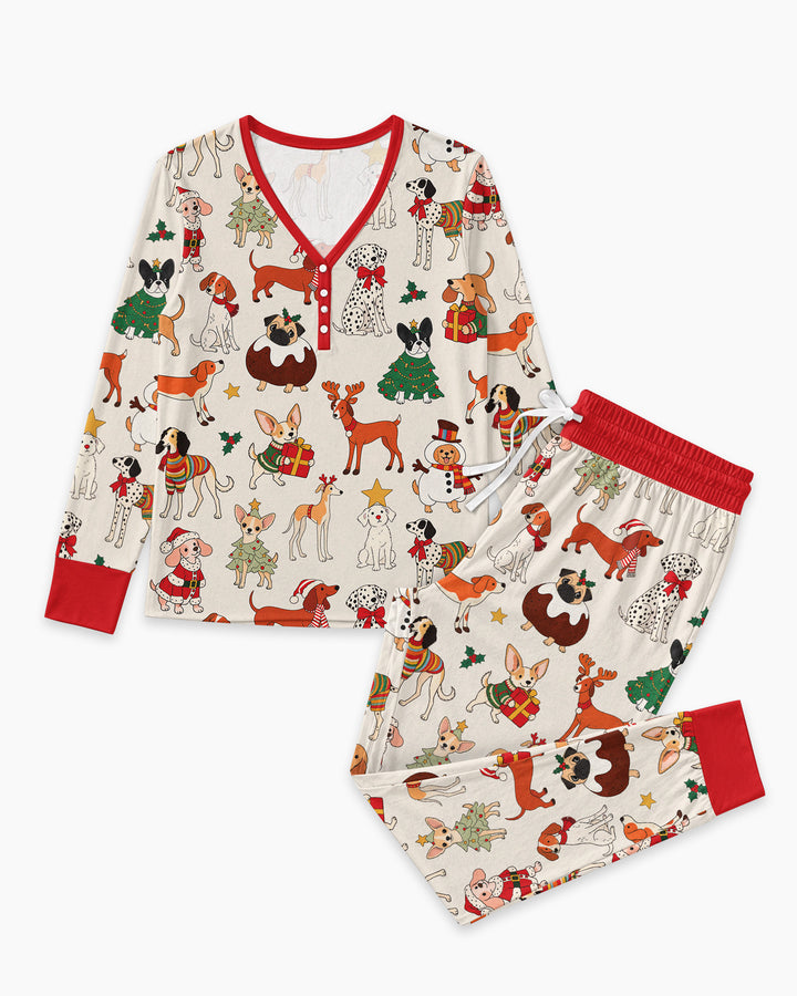 Santa Paws Parade Bamboo Women Pajama Set