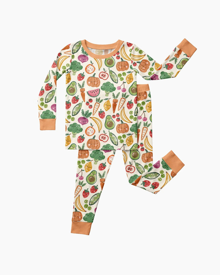 Zweiteiliges Langarm-Pyjama-Set mit Sommerfrüchten