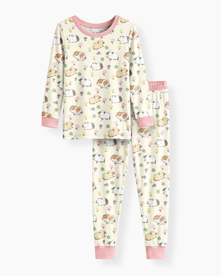 Guinea Pig Garden Bamboo Two Piece Long Sleeve Pajama Set