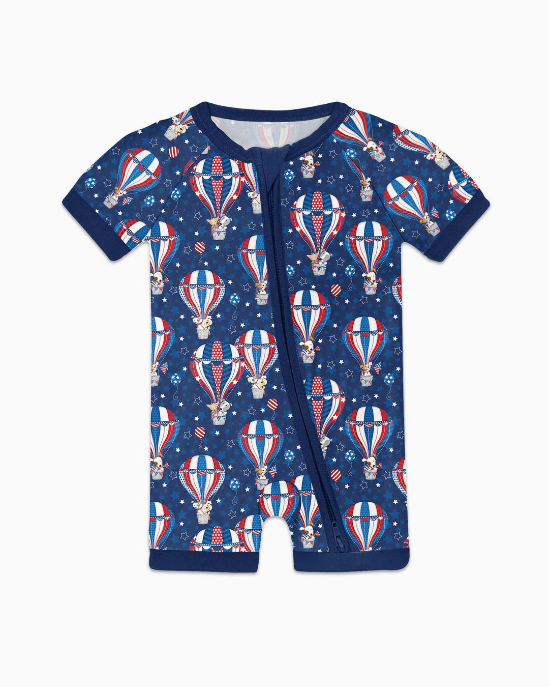 Patriotic Pups in Hot Air Balloons Family Matching Bamboo Shorty Zippy