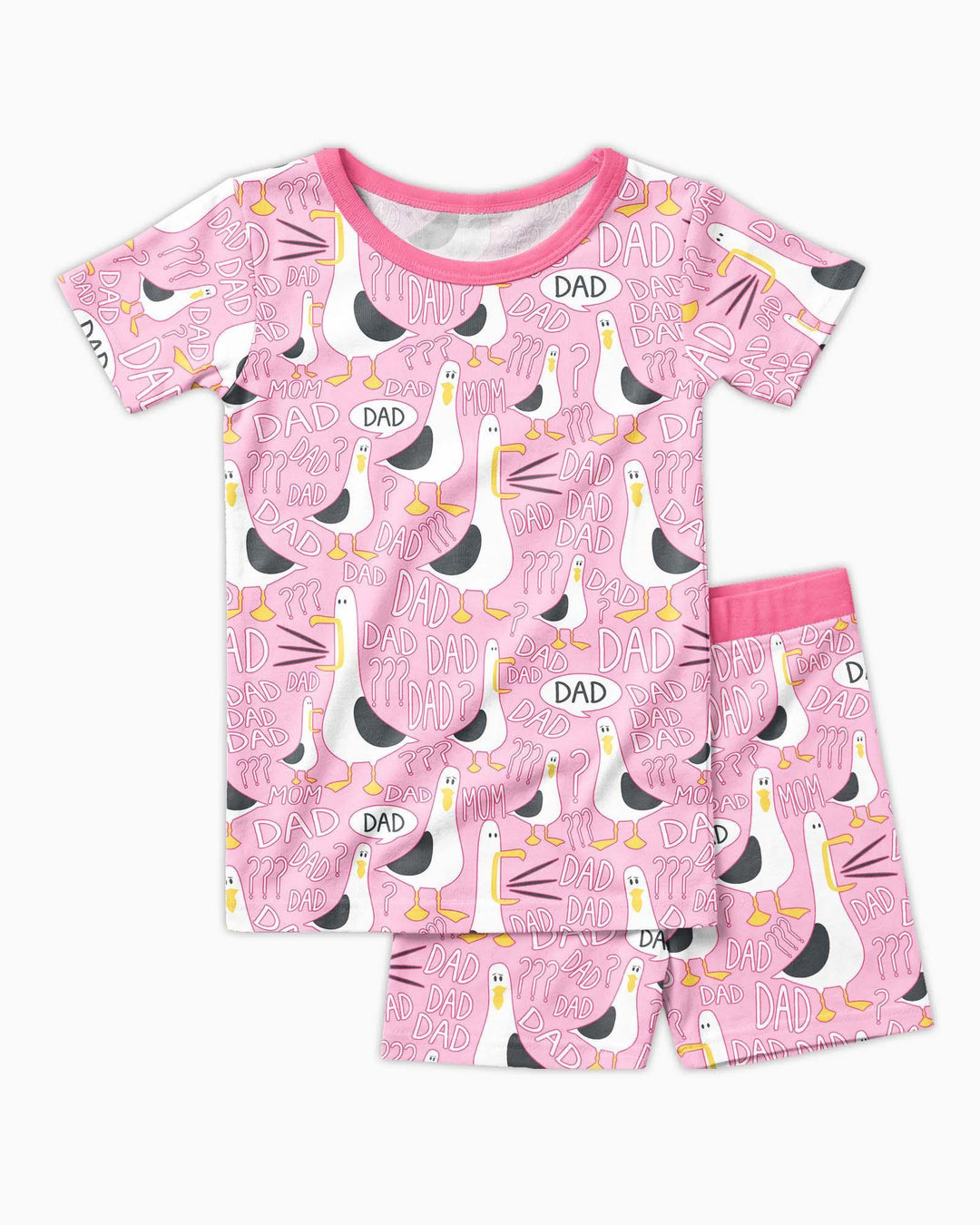 Funny Seagull DAD Bamboo Two Piece Short Sleeve Shorts Pajama Set