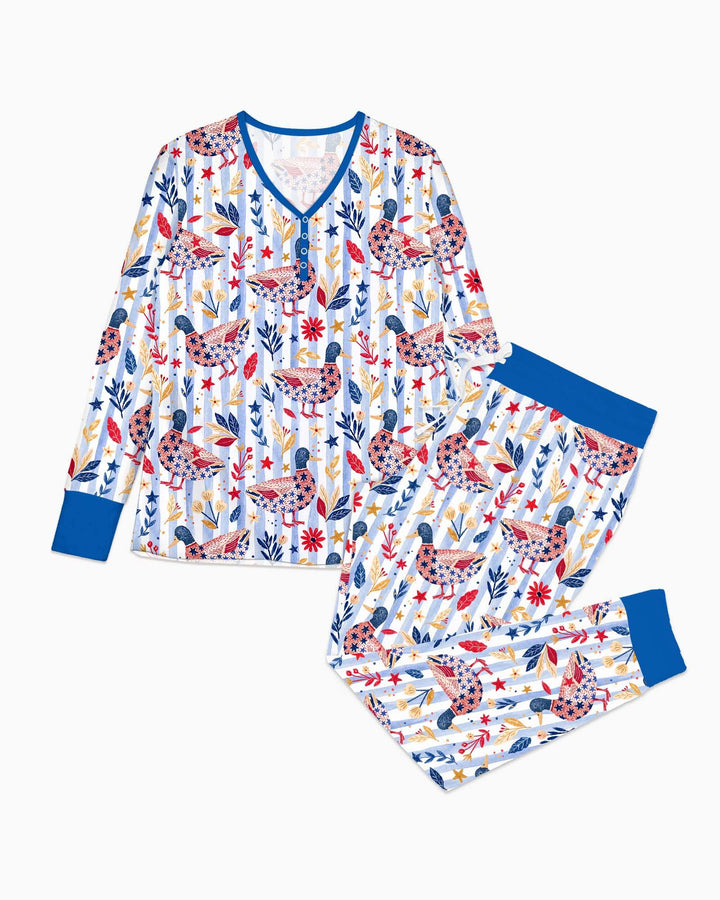 Patriotic Mallard Duck Bamboo Women Pajama Set