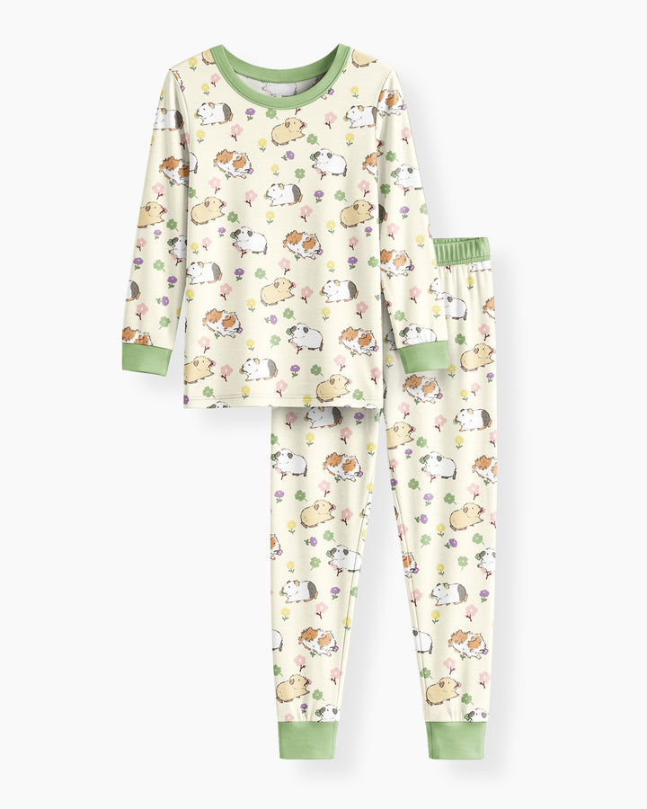 Guinea Pig Garden Bamboo Two Piece Long Sleeve Pajama Set