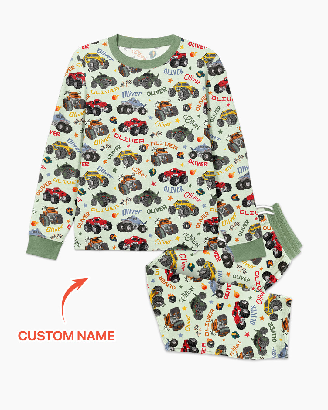 Personalized Monster Truck Bamboo Men's Pajama Set