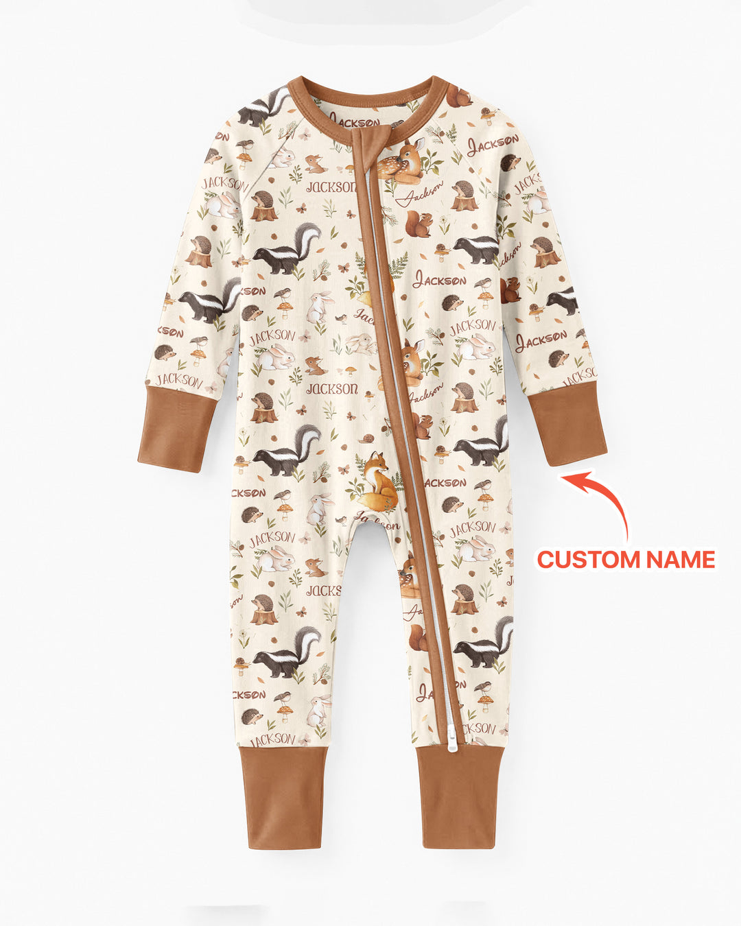 Custom Name Woodland Friends Bamboo Convertible Zippy