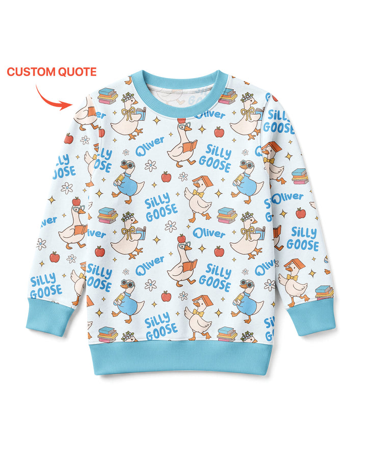 Custom Name Silly Goose Back to School Bamboo Crewneck Sweatshirt