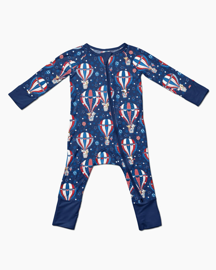 Patriotic Pups in Hot Air Balloons Family Matching Bamboo Convertible Zippy