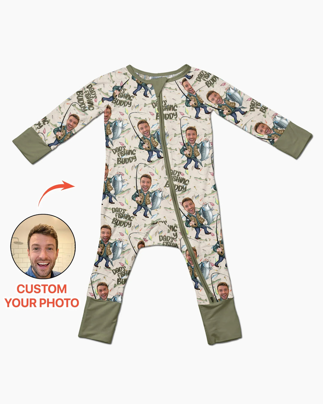 Custom Photo Dad Fishing's Buddy Daddy & Me Matching Bamboo Convertible Zippy