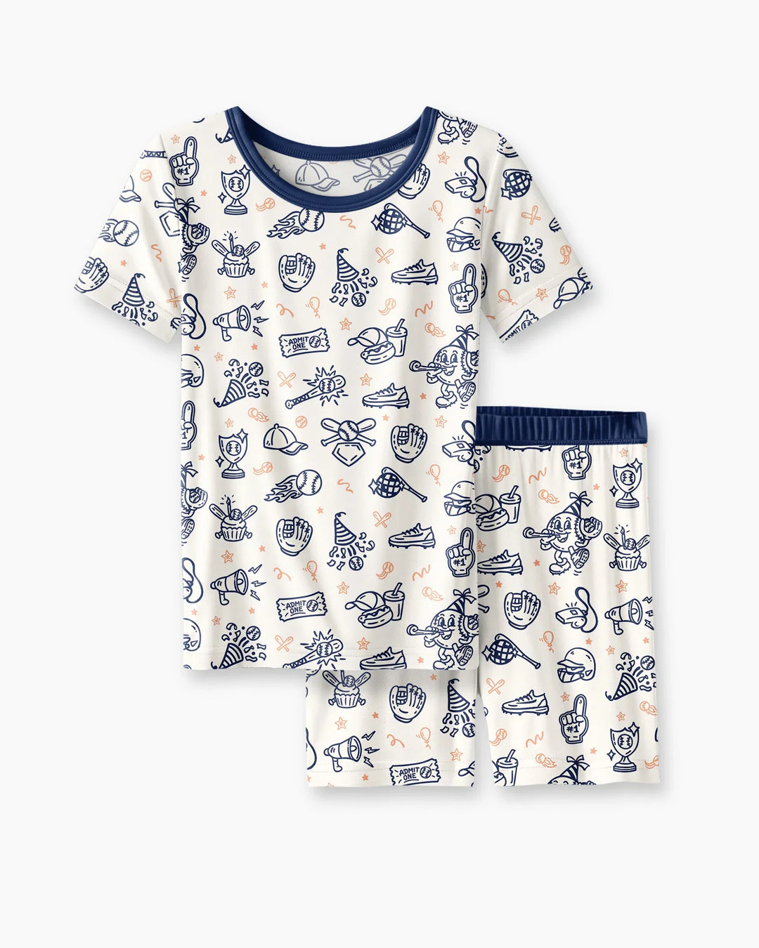 Ballpark Bash Bamboo Two Piece Short Sleeve Shorts Pajama Set