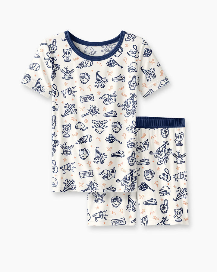 Ballpark Bash Bamboo Two Piece Short Sleeve Shorts Pajama Set