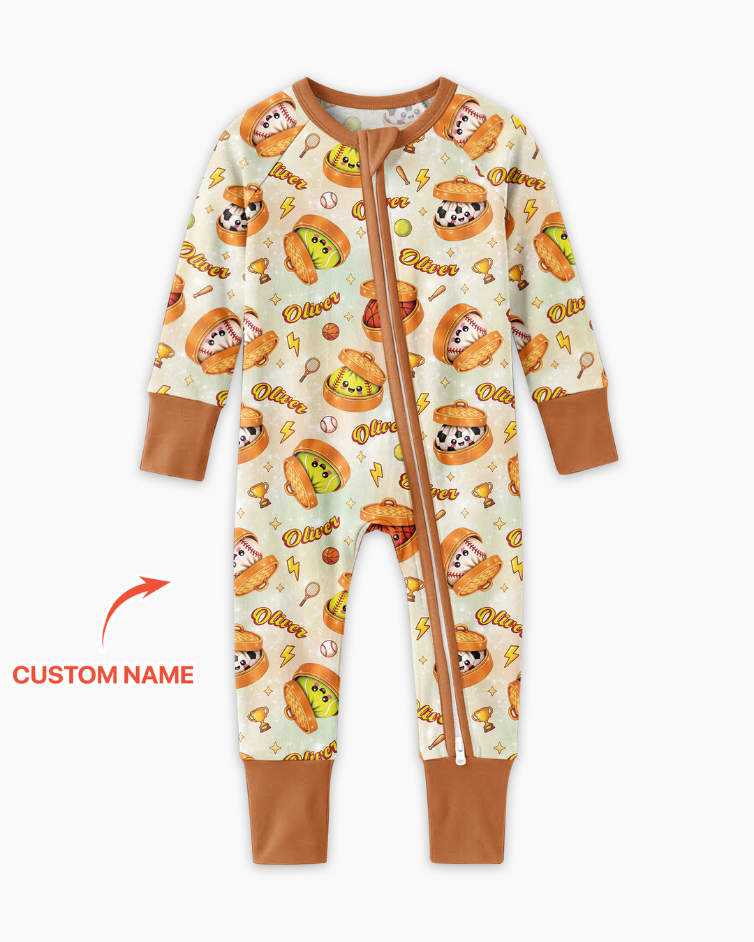 Custom Name Sports Dumpling Bamboo Convertible Zippy