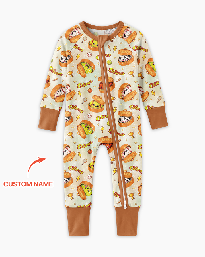 Custom Name Sports Dumpling Bamboo Convertible Zippy