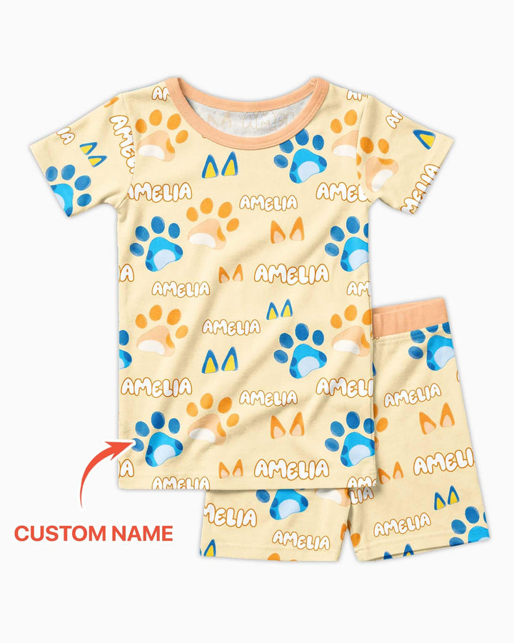 Pijama de bambú de dos piezas de manga corta con pantalón corto, plantilla personalizada