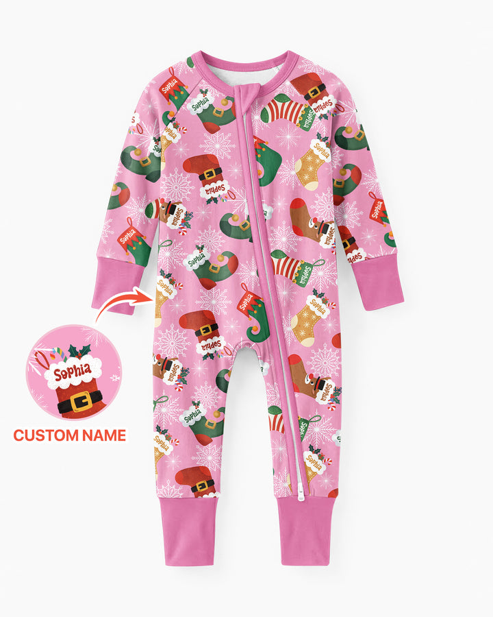 Personalize Christmas Crew Family Matching  Bamboo Convertible Zippy