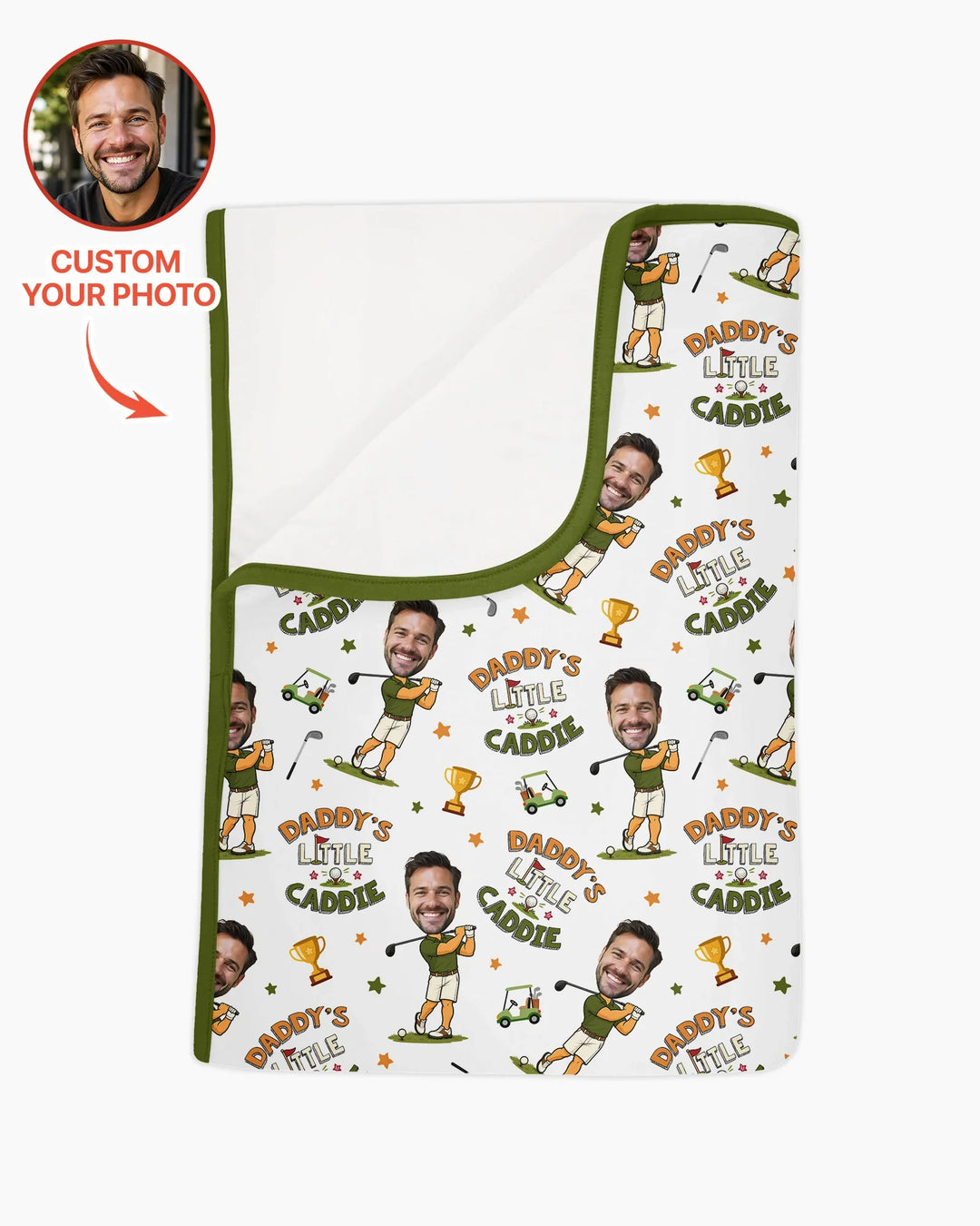 Custom Photo Daddy's Little Caddie Daddy & Me Matching Bamboo Blanket
