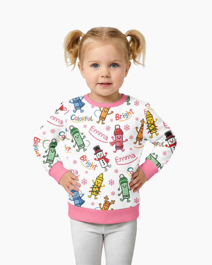 Custom Name Bright & Colorful Bamboo Crewneck Sweatshirt