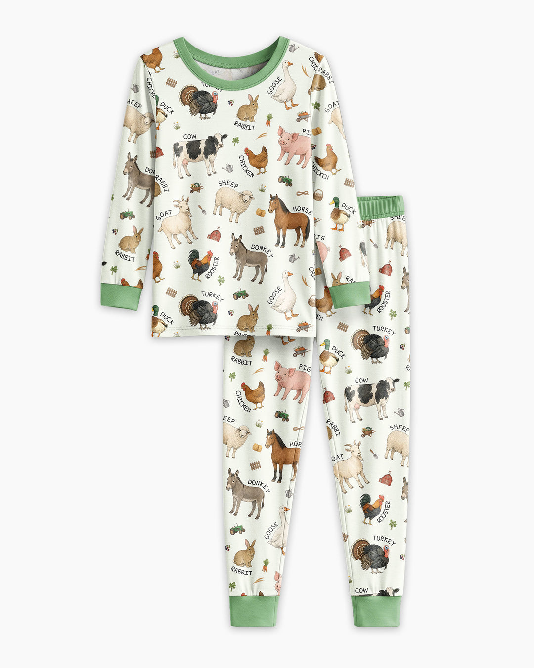 Barnyard Animals Bamboo Two Piece Long Sleeve Pajama Set