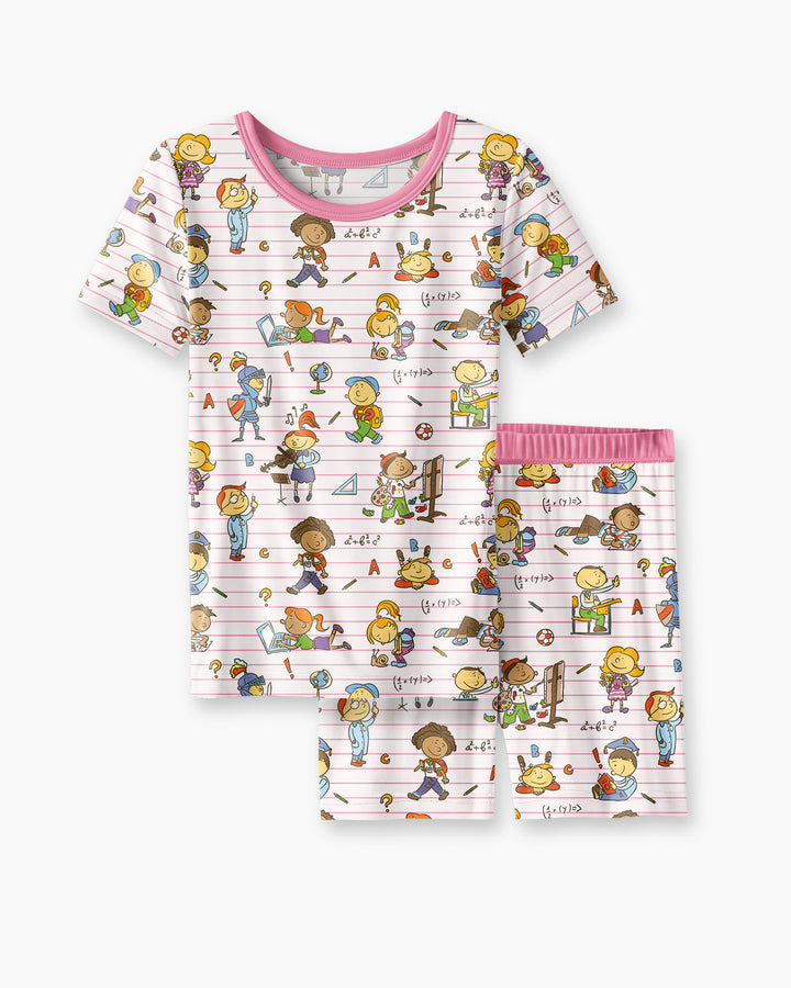 100 Días De... Conjunto de Pijama de Dos Piezas de Bambú de Manga Corta y Pantalón Corto