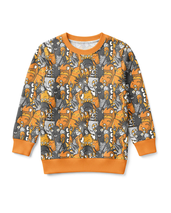 Colorful Doodle Monster Friends Bamboo Crewneck Sweatshirt