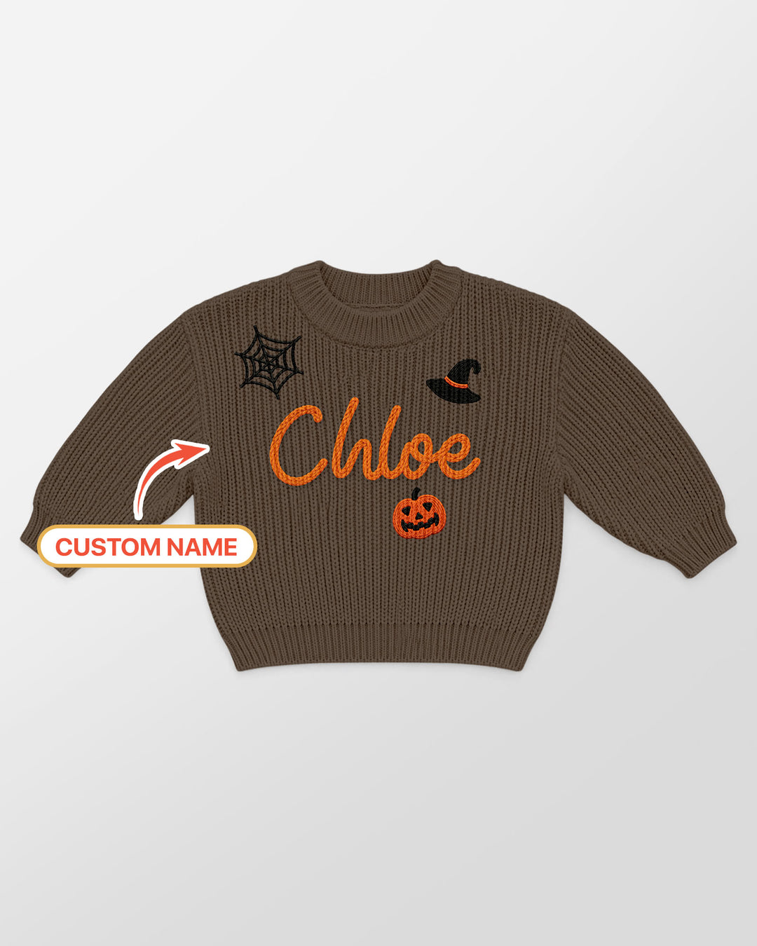 Happy Halloween Embroidered Baby Name Bamboo Knit Sweater Bubble
