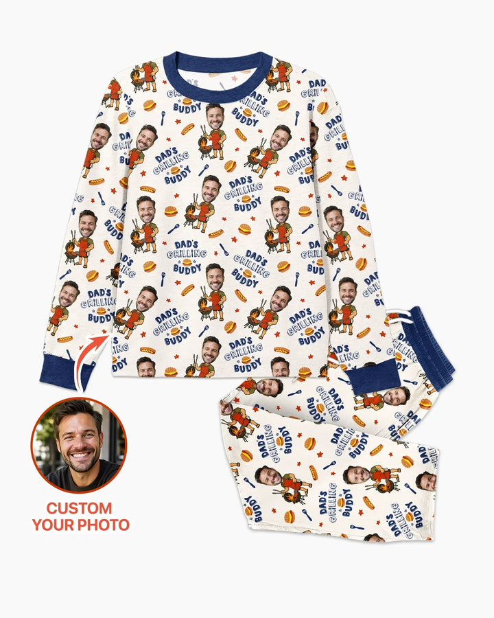 Custom Photo Dad's Grilling Buddy Family Matching Bamboo Men's Pajama Set