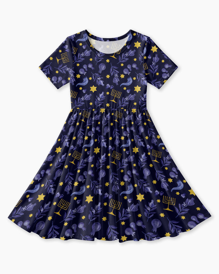 Rosh Hashanah Night Family Matching Bamboo Twirl Dress