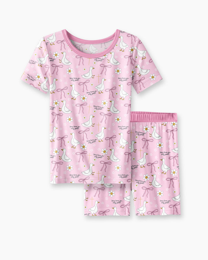 Conjunto de Pijama de Dos Piezas de Bambú con Mangas Cortas y Pantalones Cortos