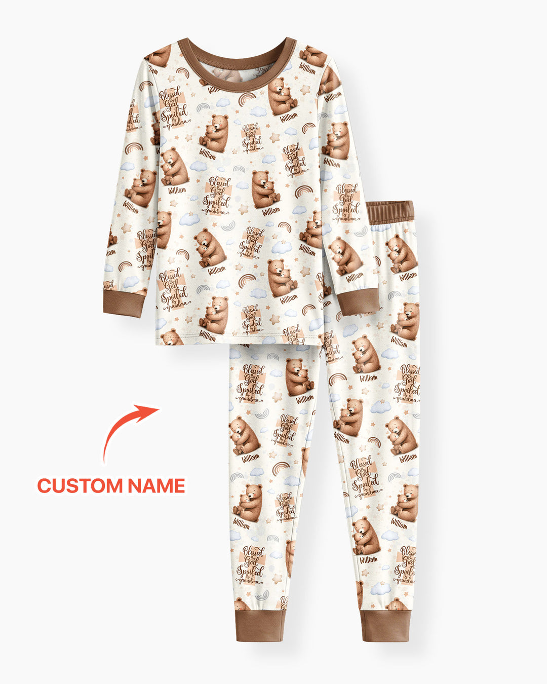 Conjunto de pijama de dos piezas de bambú con mangas largas, plantilla PERSONALIZADA