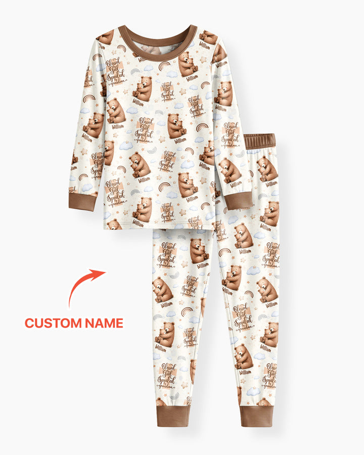 Conjunto de pijama de dos piezas de bambú con mangas largas, plantilla PERSONALIZADA