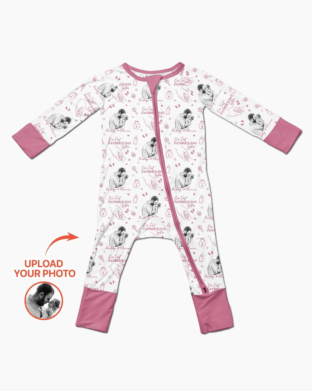 Custom Photo Our First Father's Day Together Bamboo Convertible Zippy