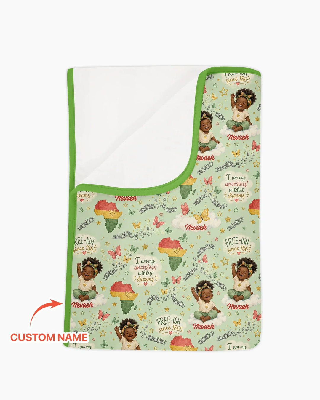 Custom Name Juneteenth I Am My Ancestors' Wildest Dream Bamboo Blanket