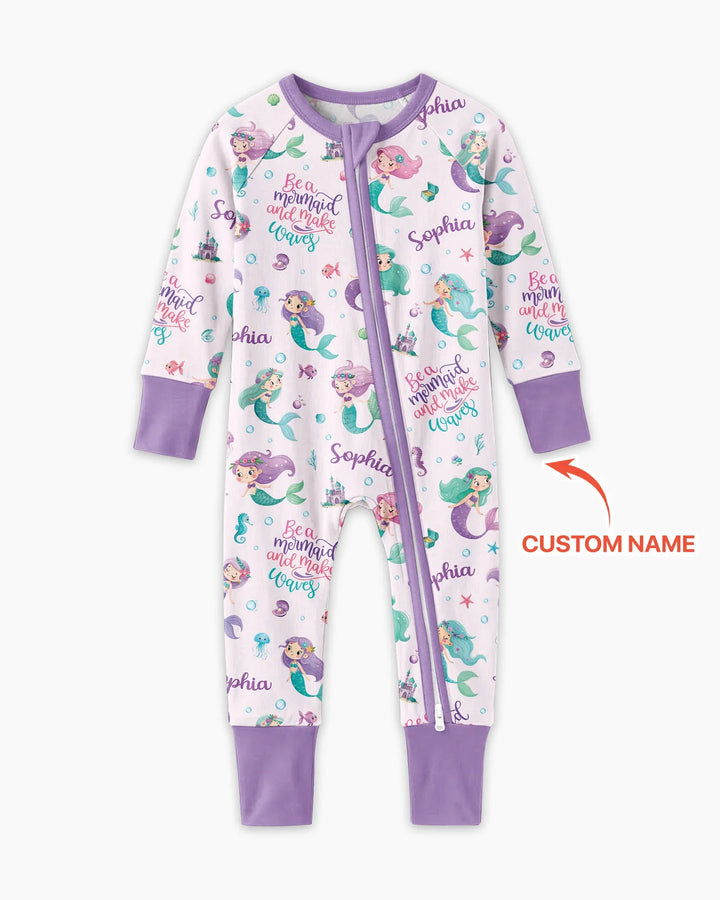 Custom Name Mermaid Make Waves Bamboo Convertible Zippy