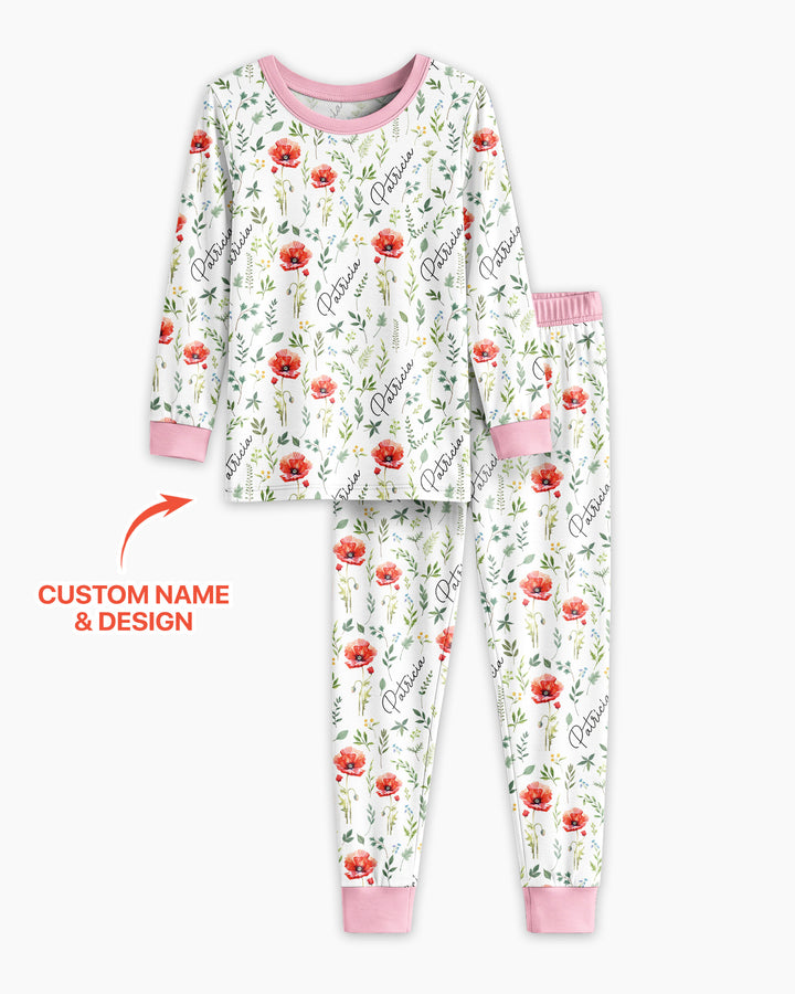 Birth Month Flower Bamboo Two Piece Long Sleeve Pajama Set