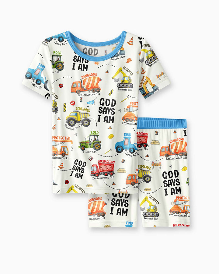 Dios Dice Soy Niño Bambú Conjunto de Pijama de Dos Piezas de Manga Corta y Pantalón Corto